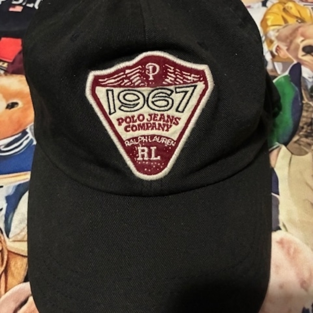 Polo by Ralph Lauren Black Hat with Red and White Logo